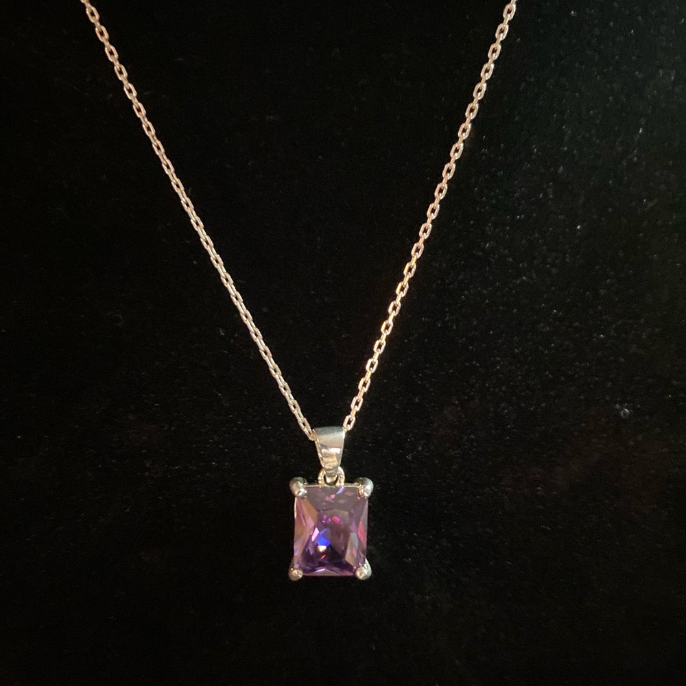 Vintage Purple Pendant Chain Necklace